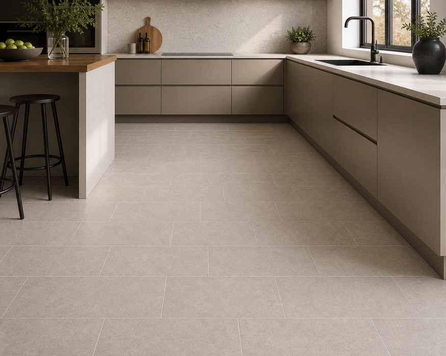 Boost Pearl 300x600mm Matte Finish Floor Tile — kitchen setting