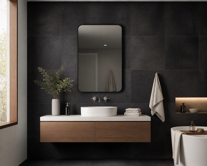 Boost Tarmac 600x600mm Matte Finish Floor Tile - kitchen setting