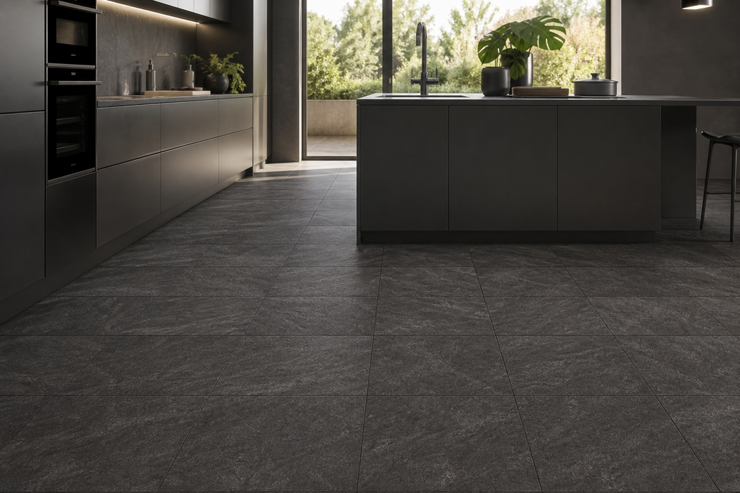 Brave Coke 600x600mm Matte Finish Floor Tile — kitchen setting