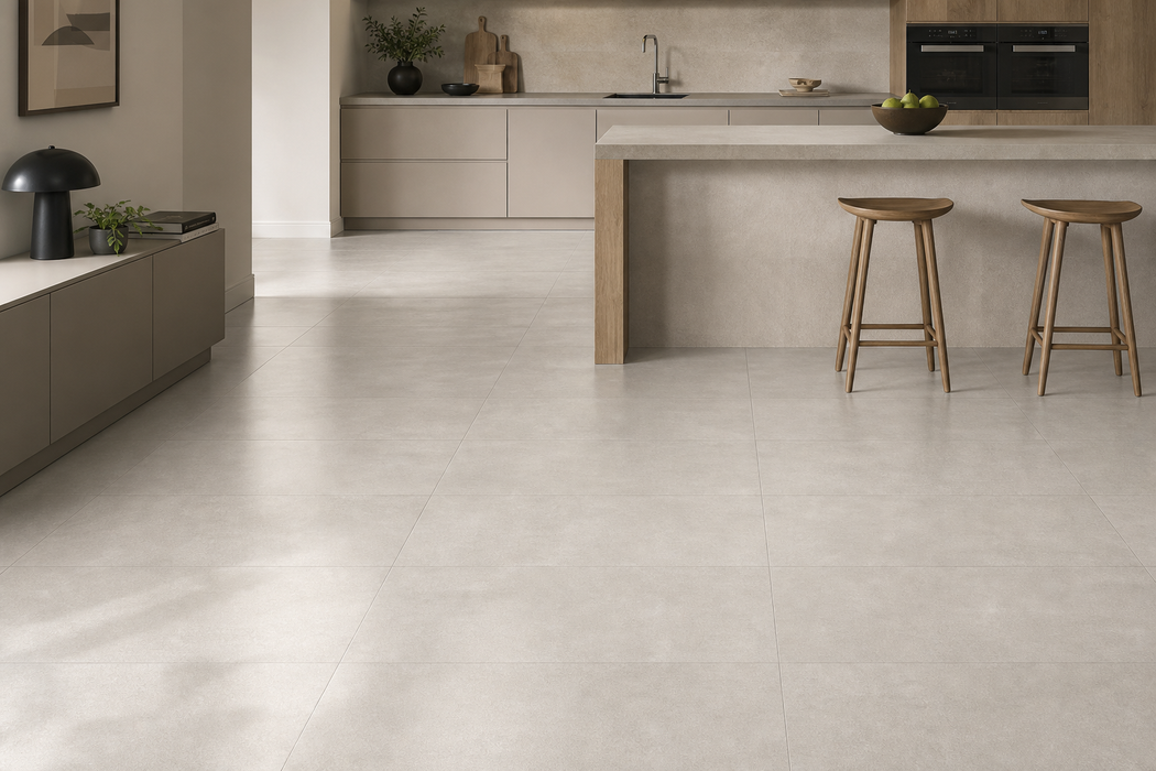 Dwell Pearl 450x900mm Polished Finish Floor Tile — kitchen setting