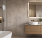 Dwell Gray 600x600mm Polished Finish Floor Tile — bathroom setting