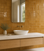 Clay Mustard 100x100mm Gloss Finish Wall Tile — bathroom setting