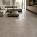 Dwell Gray 600x600mm Polished Finish Floor Tile — living area setting