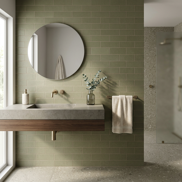 Kalma Selva Matt Wall Tile 60x186mm - bathroom setting