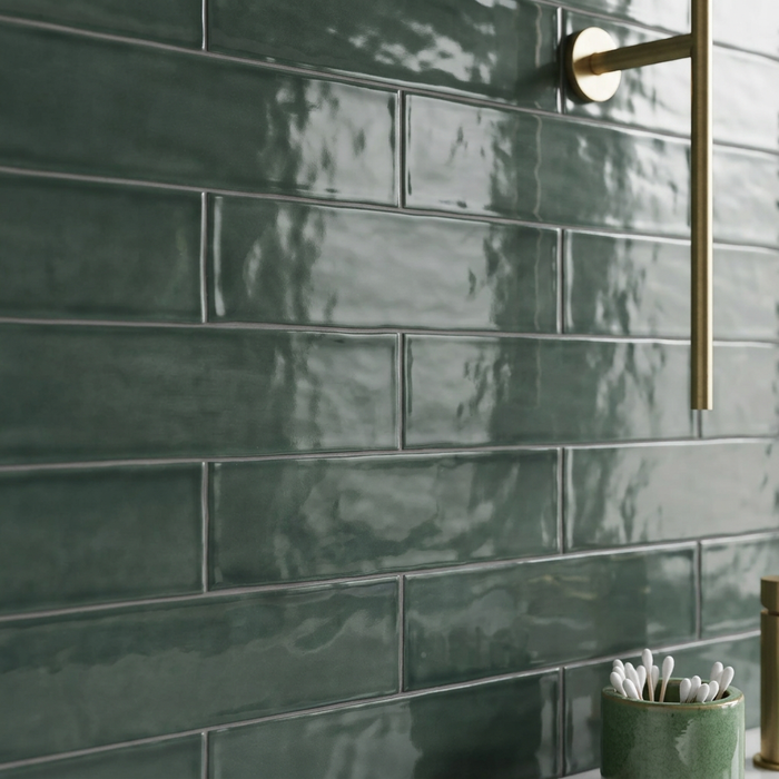 Teramoda Emerald 75x300mm Glossy Wall Tile - surface detail