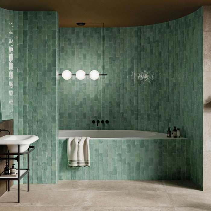 Poetry Colours Sage 75x150mm Gloss Wall Tile (0.5m2 box)
