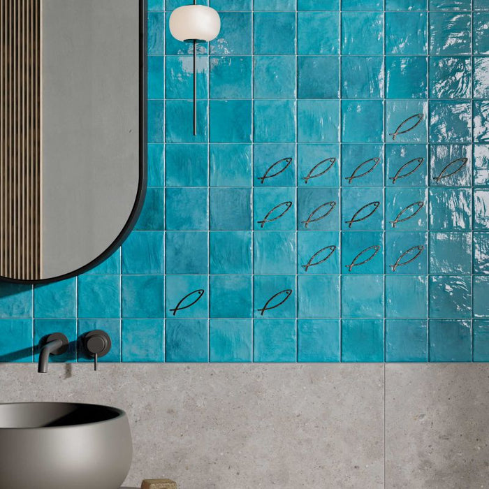Poetry Colours Turquoise 100x100mm Gloss Wall Tile (0.5m2 box)