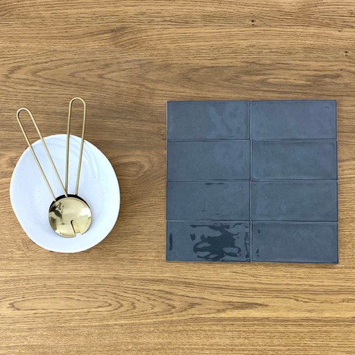 The Tile Company-Agnita Dark Grey 75x150mm Gloss Wall Tile (1m2 box)