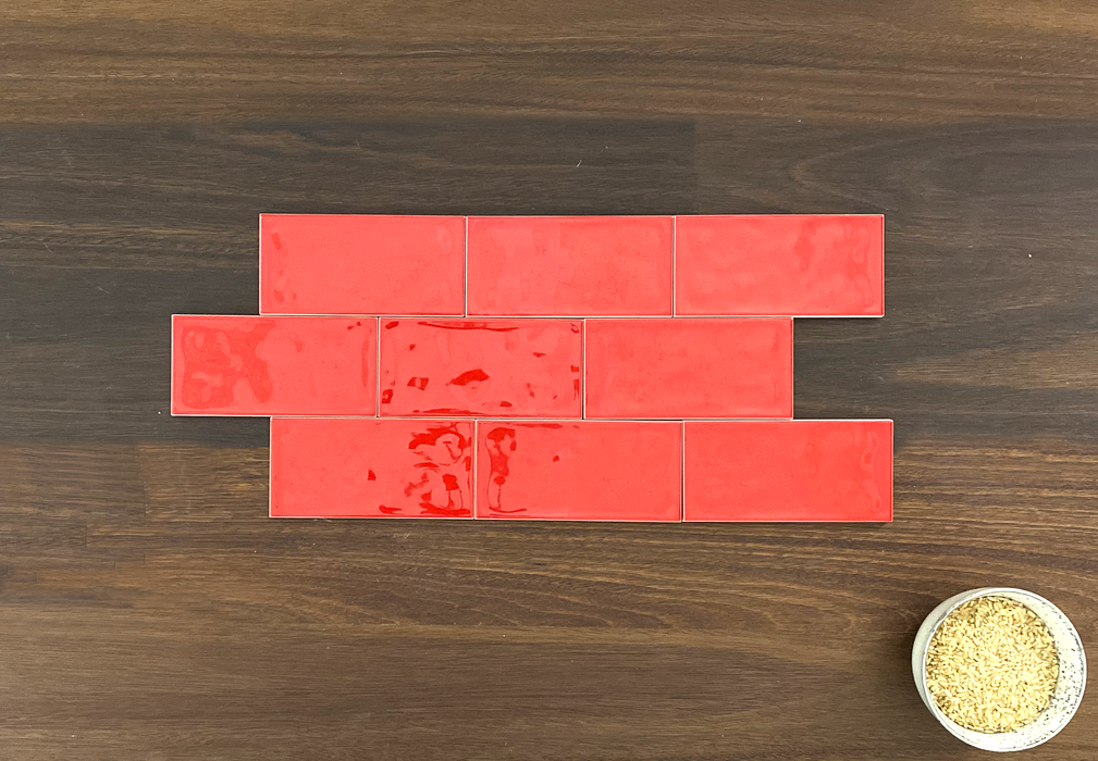 The Tile Company-Agnita Red 75x150mm Gloss Wall Tile (1m2 box)