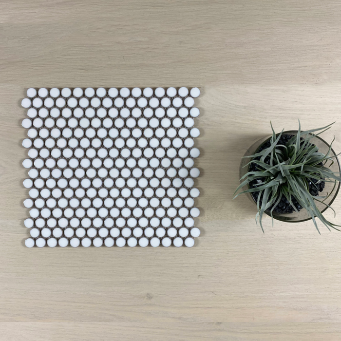 Chic White 19mm (309x315mm sheet size) Gloss Penny Round Mosaic Wall Tile (Sold as whole box) 1.947m2