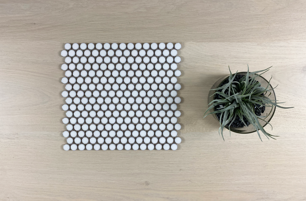 Chic White 19mm (309x315mm sheet size) Gloss Penny Round Mosaic Wall Tile (Sold as whole box) 1.947m2