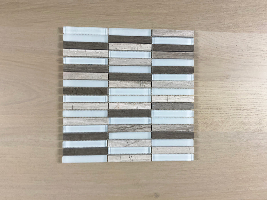 Marmo Silver Travertine-look Bianco 15x98mm Finger Mosaic (11 sheets, 1.62m2 box)