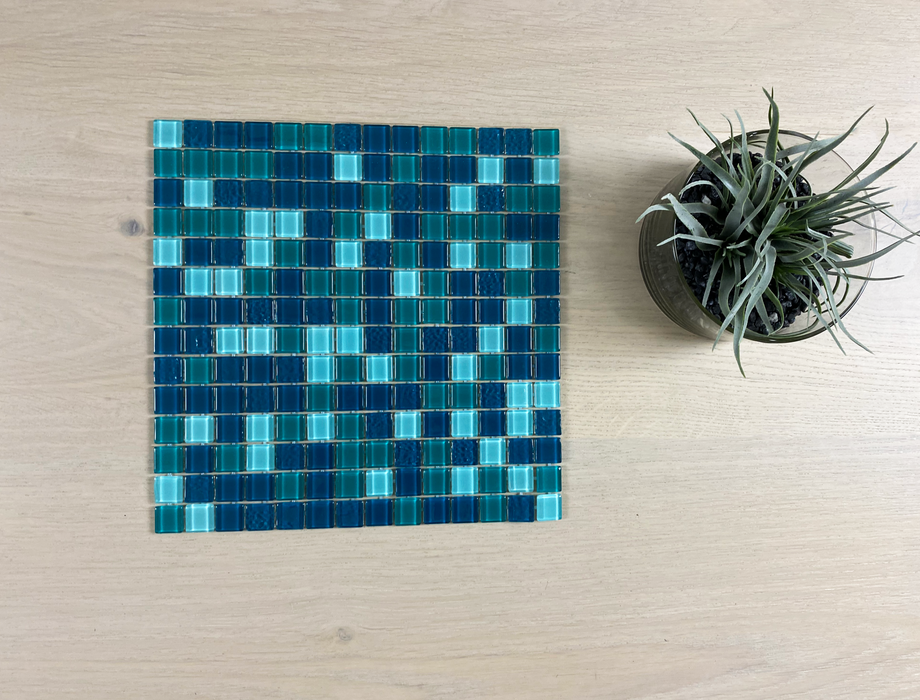 Villa Koh Samui 20x20mm (300x300mm sheet size) Glass Mosaic Pool Tile (Box contains 11 sheets or 1m2)