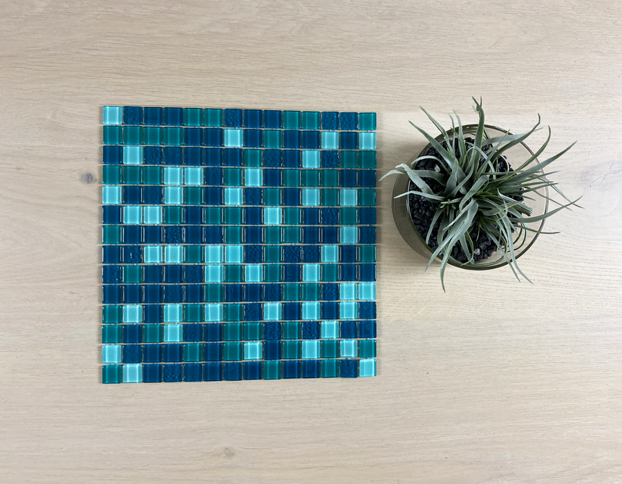 Villa Koh Samui 20x20mm (300x300mm sheet size) Glass Mosaic Pool Tile (Box contains 11 sheets or 1m2)