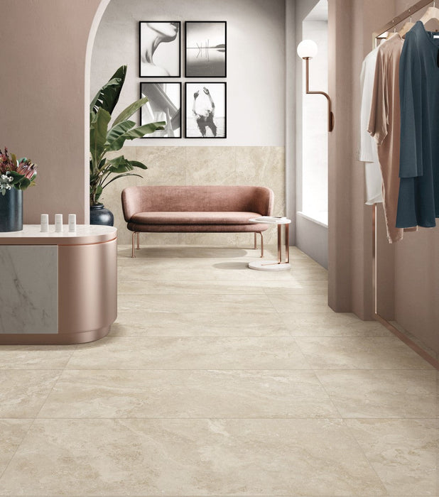 Nordic Travertine Beige Rect (In/Out) 600x600mm Floor Tile (1.44m2 box)
