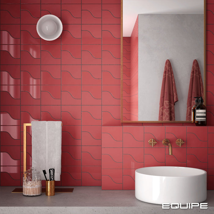 Curve Ruby Shade Gloss 83x120mm Mosaic Wall Tile (.48m2 box)