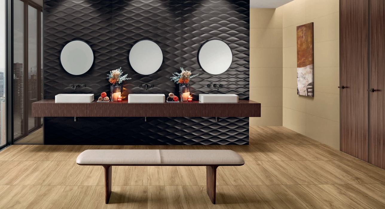 Forma Float Black 450x1200 3D Matt Wall Tile (1.62m2 box)