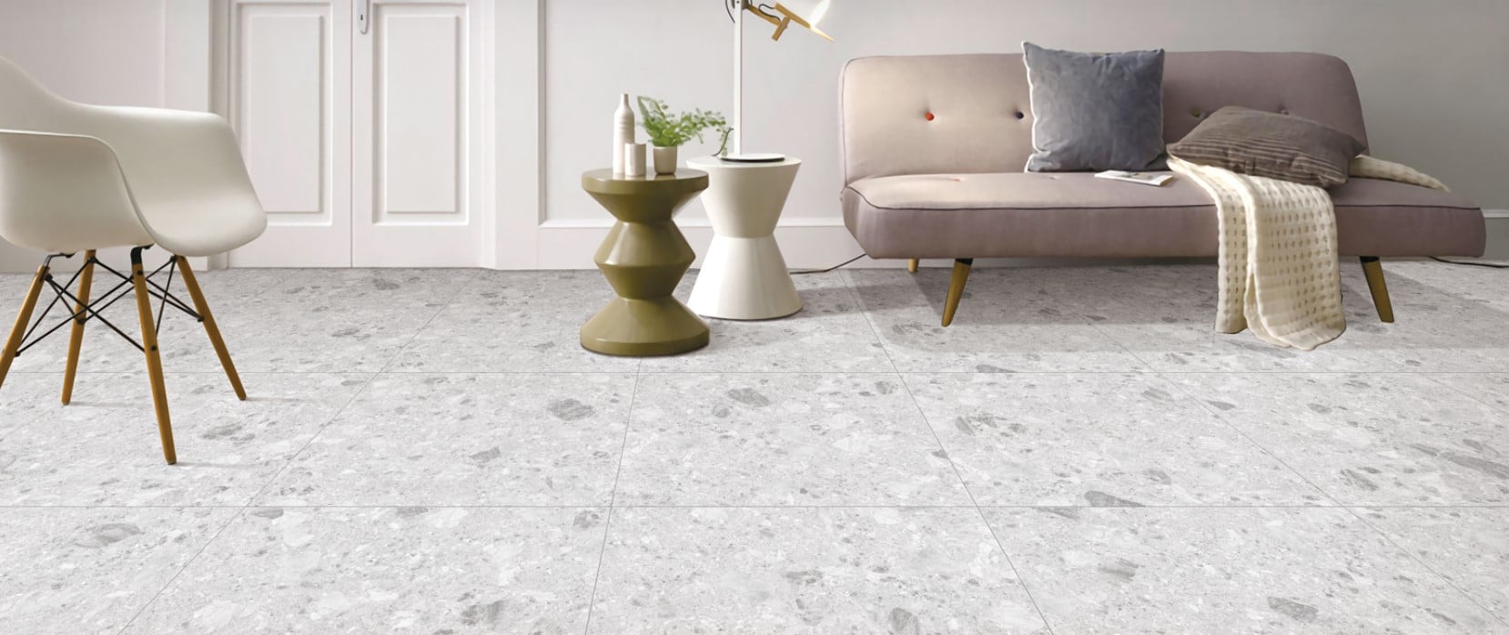 Aggie Light Grey Terrazzo 600x600mm In/Out Floor Tile (1.44m2 box)