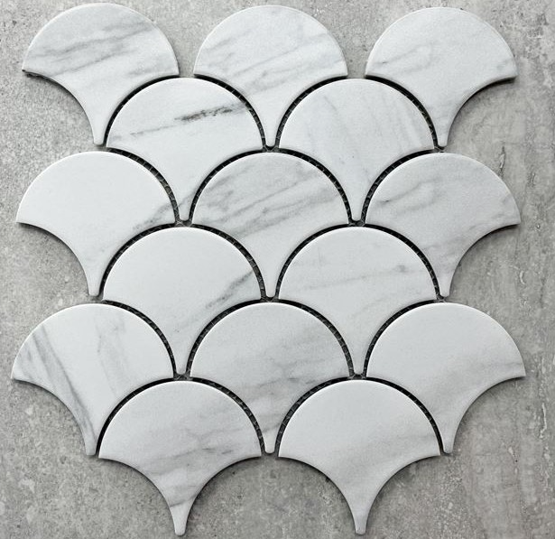 Orient Fan Carrara Look 273x259mm (sheet size) Matt Mosaic Wall Tile (box containing 9 sheets or 0.636m2)