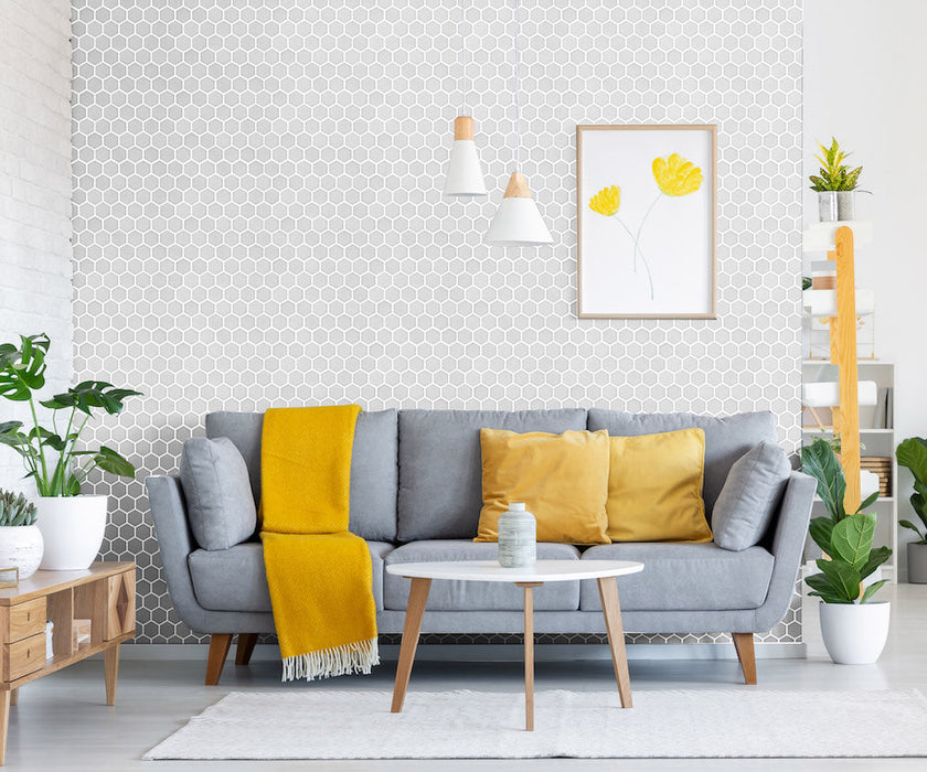 Chic White 51x51mm (277x320mm sheet) Matt Hexagon Mosaic Wall Tile (0.90m2m2 per box)